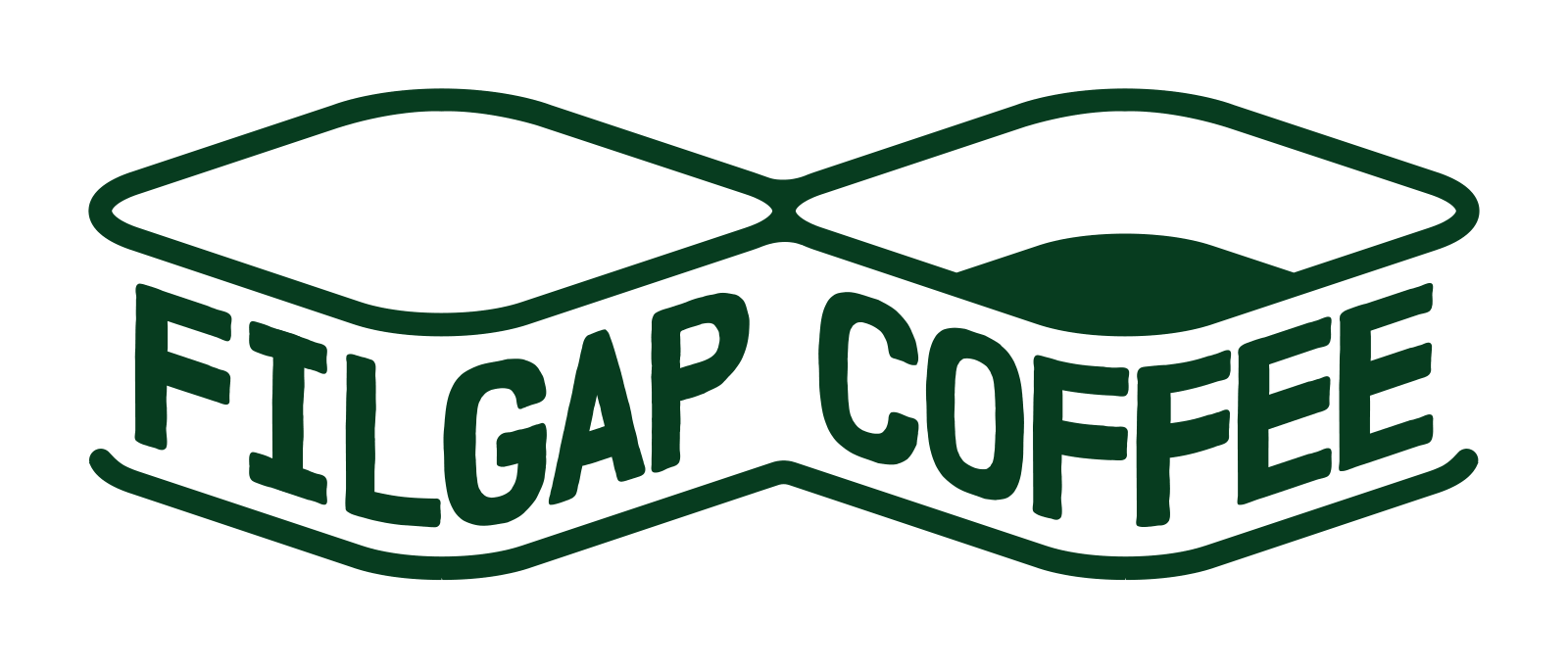 Filgap Coffee logo in forest green with two connected geometric forms and the words Filgap Coffee.